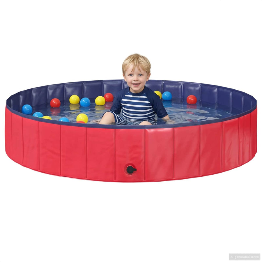 Opvouwbaar zwembadd voor honden Rood en blauw Ø 160 x 30 cm PVC