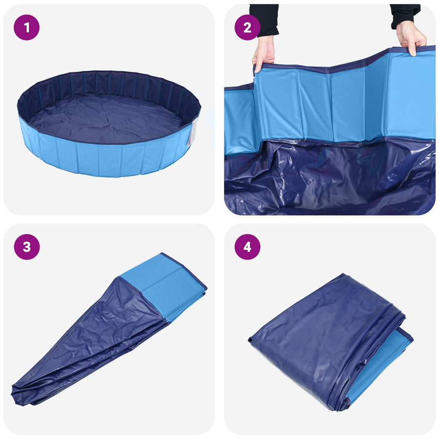 Opvouwbaar zwembadd voor honden Blauw 80 x 80 x 20 cm PVC