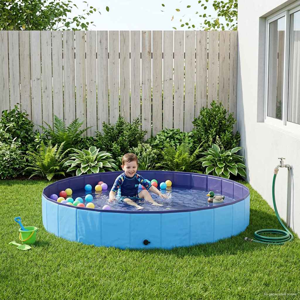 Kinderen Zwembad Blauw Ø200 x 30 cm Dik PVC en Gelaagd Hout