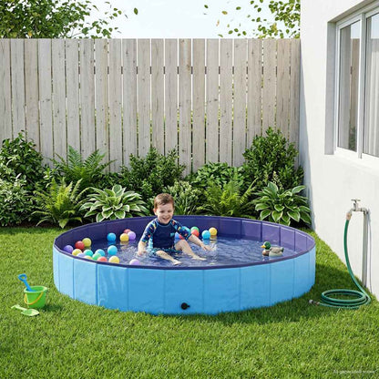 Kinderen Zwembad Blauw Ø200 x 30 cm Dik PVC en Gelaagd Hout