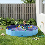 Kinder zwembad Ø300x38 cm dik PVC gelaagd hout blauw