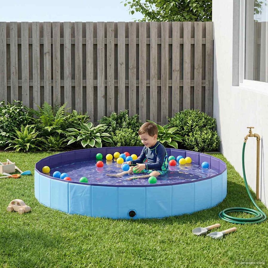 Kinderen Zwembad Blauw Ø300 x 38 cm Dik PVC en Gelaagd Hout