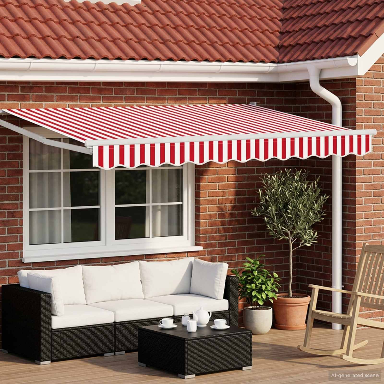 Uitschuifbare luifel Rood en Wit 2,5 x 2 m