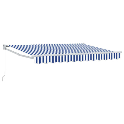 Handmatig uitschuifbare luifel Blauw en Wit 3 x 2 m