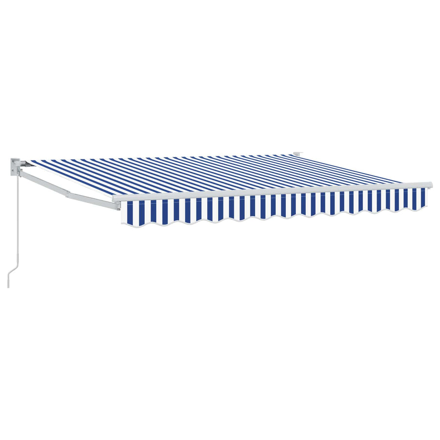 Handmatig uitschuifbare luifel Blauw en Wit 3,5 x 2 m