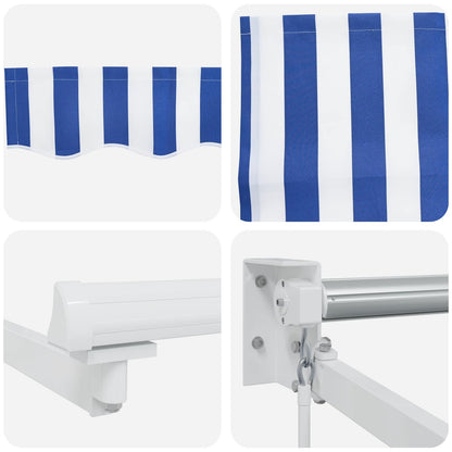 Handmatig uitschuifbare luifel Blauw en Wit 4 x 2 m