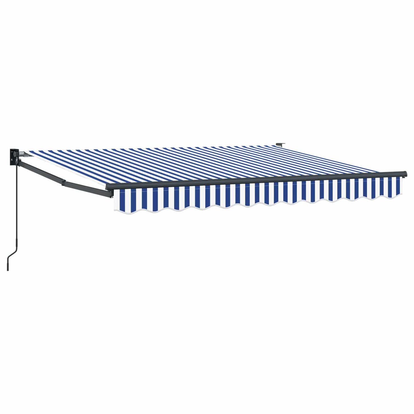 Handmatig uitschuifbare luifel Blauw en Wit 3,5 x 2 m