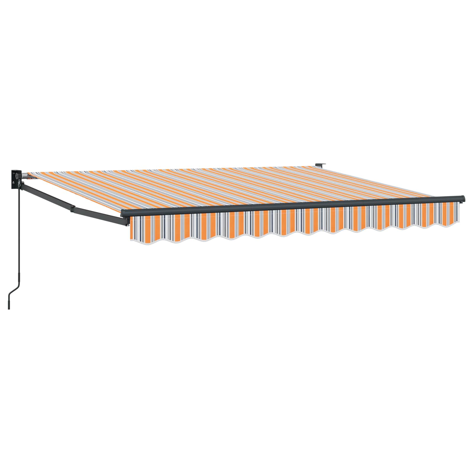Handmatig uitschuifbare luifel Oranje, Grijs en Blauw 3,5 x 2 m