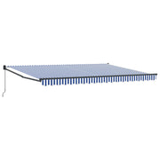 Luifel 4x2 m blauw wit handmatig uitschuifbaar