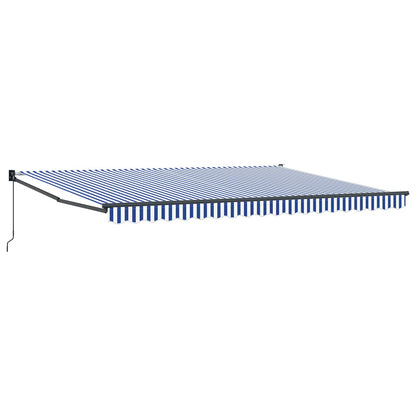 Handmatig uitschuifbare luifel Blauw en Wit 4 x 2 m