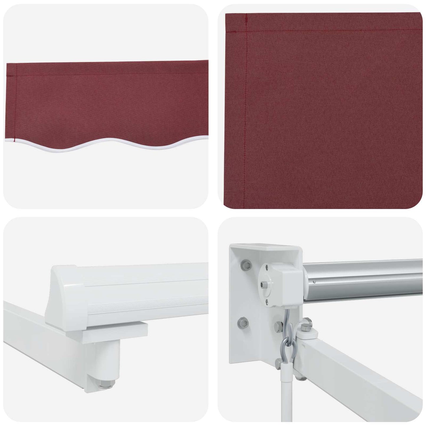 Handbediende luifel met LED's Bordeaux Rood 2,5 x 2 m
