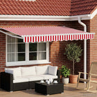 Handbediende luifel met LED's Rood en Wit 2,5 x 2 m