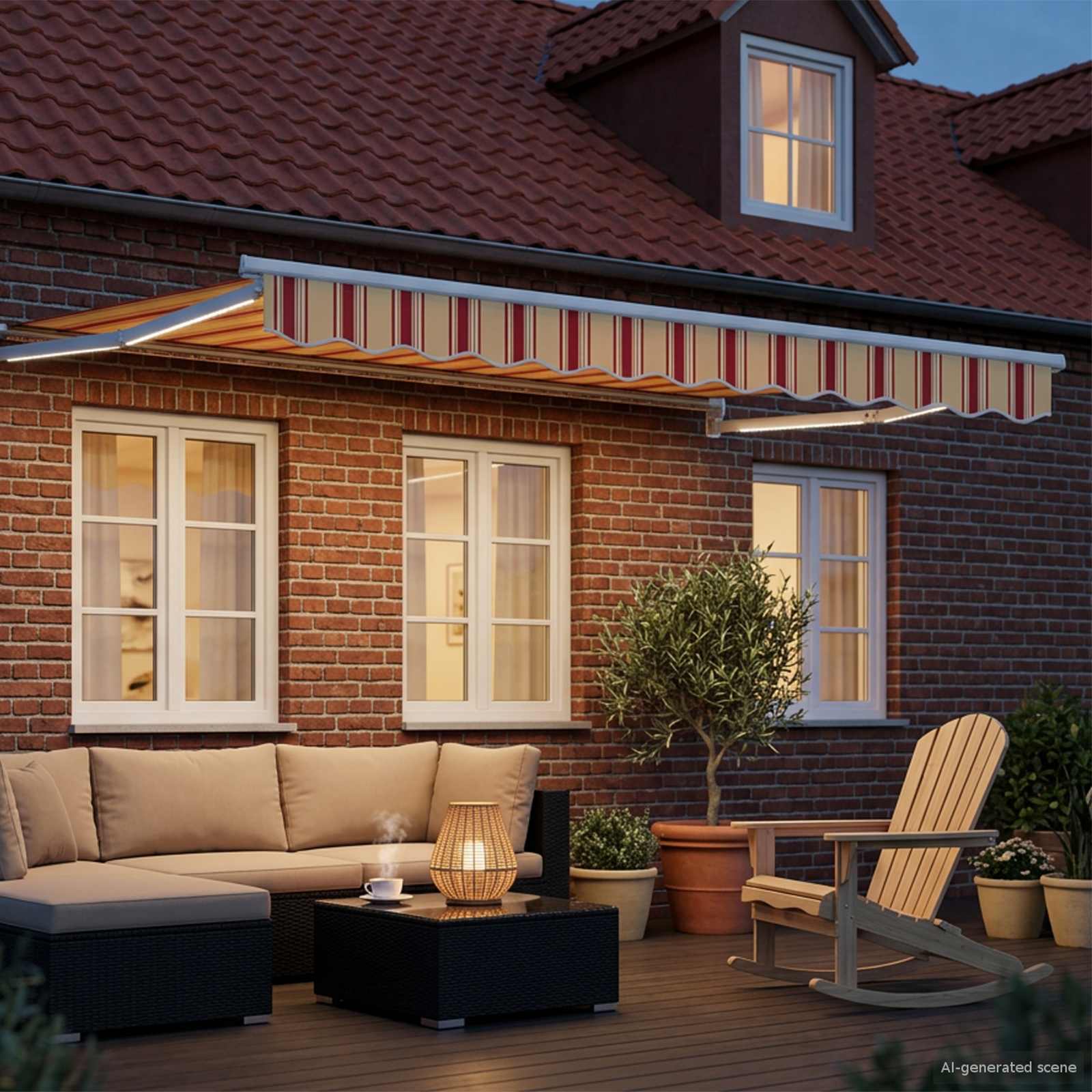 Handbediende luifel met LED's Multikleur 3 x 2 m