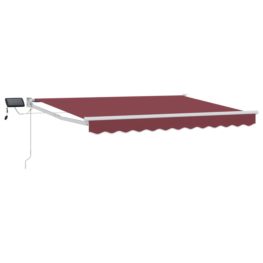 Handbediende luifel met LED's Bordeaux Rood 3,5 x 2 m