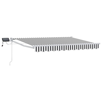 Handbediende luifel met LED's Antraciet en Wit 3,5 x 2 m