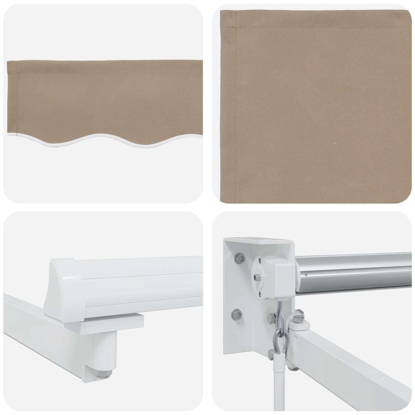 Handbediende luifel met LED's Beige 3,5 x 2 m