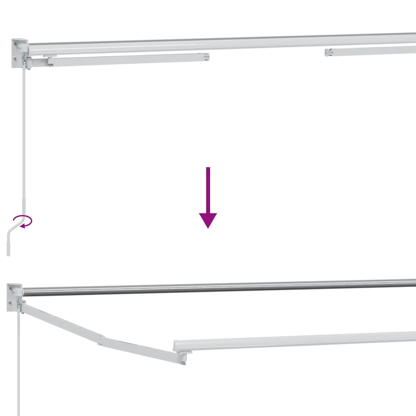 Handbediende luifel met LED's Beige 3,5 x 2 m