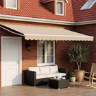 Handbediende luifel met LED's Beige en Wit 4 x 2 m