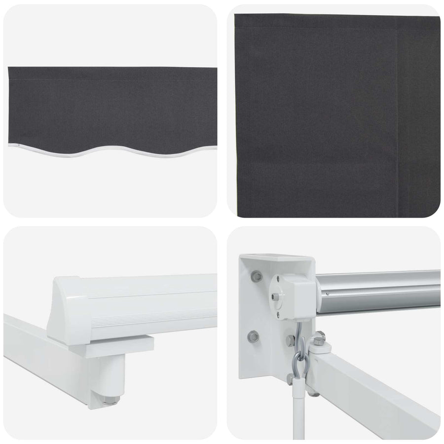 Handbediende luifel met LED's Antraciet 3 x 2,5 m