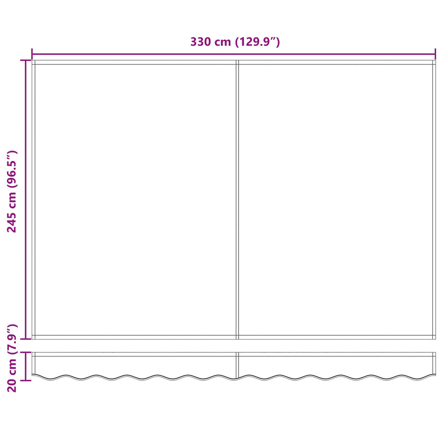 Handbediende luifel met LED's Crème 3,5 x 2,5 m
