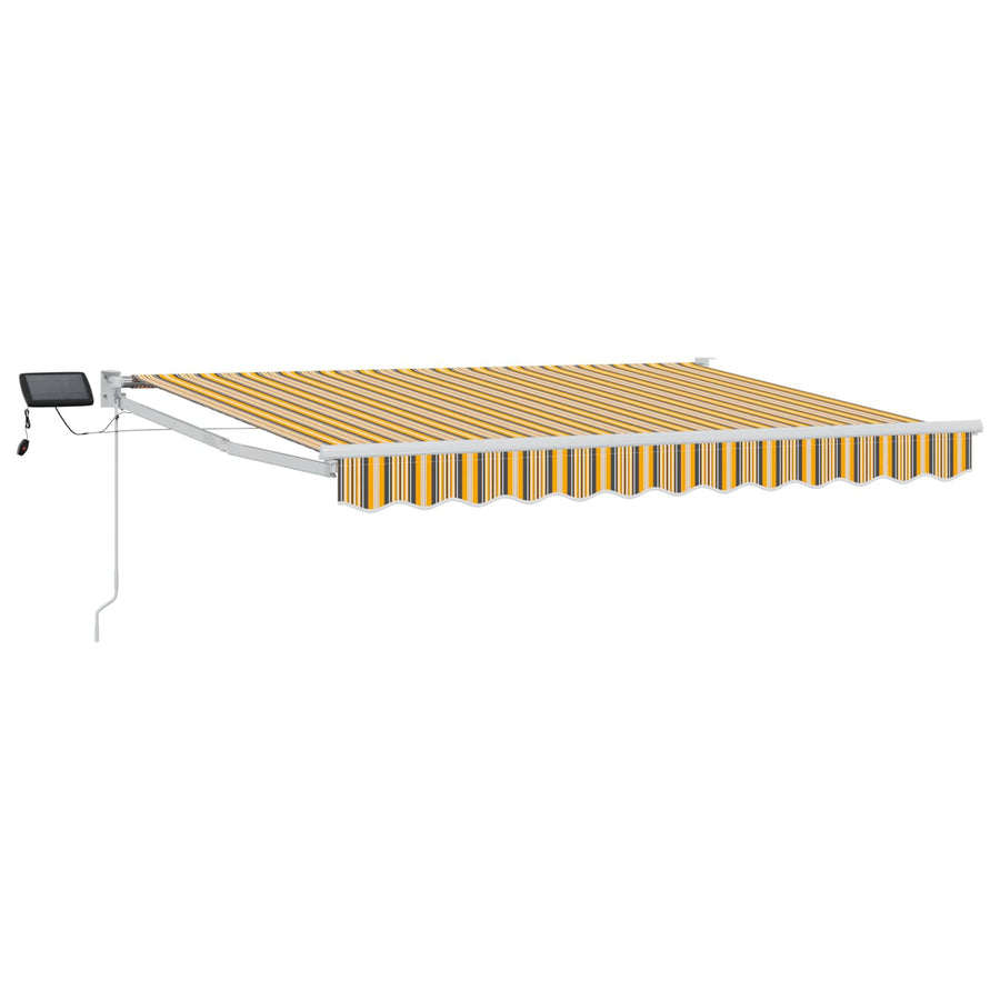 Handbediende luifel met LED's Geel en Grijs 3,5 x 2,5 m