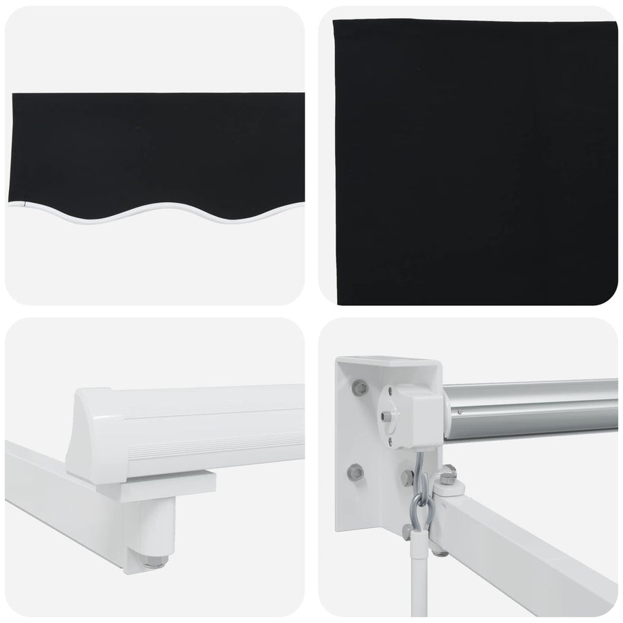 Handbediende luifel met LED's Zwart 3,5 x 2,5 m