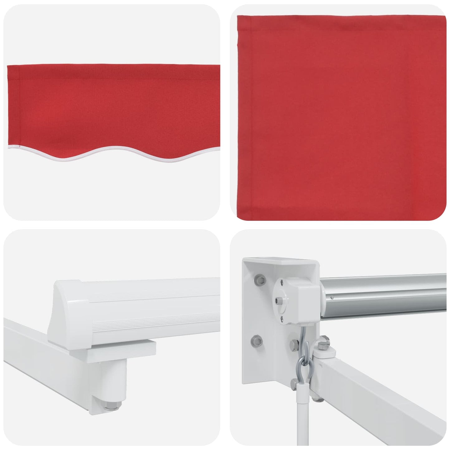 Handbediende luifel met LED's Rood 3,5 x 2,5 m