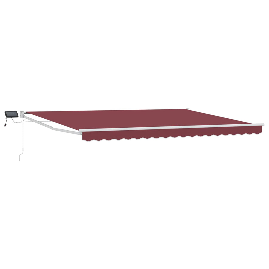 Handbediende luifel met LED's Bordeaux Rood 4 × 3 m