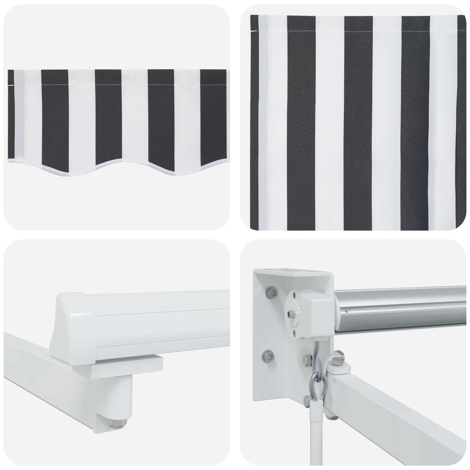 Handbediende luifel met LED's Antraciet en Wit 4 × 3 m