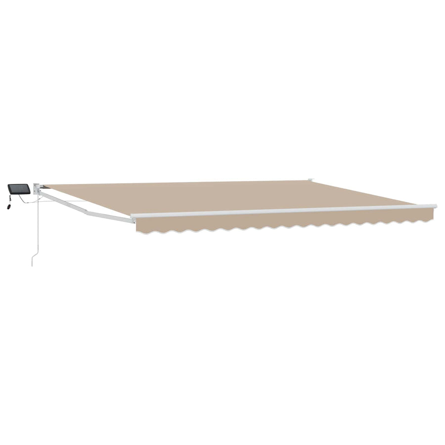 Handbediende luifel met LED's Beige 4 × 3 m