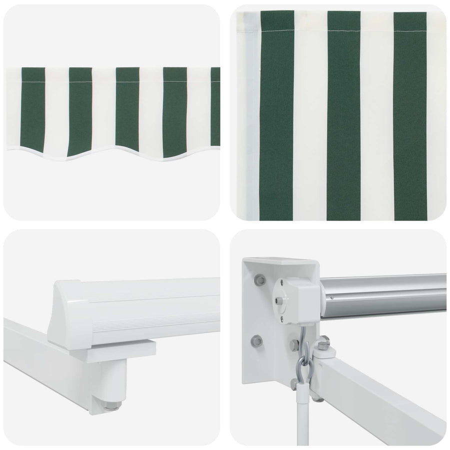 Handbediende luifel met LED's Groen en Wit 4 × 3 m