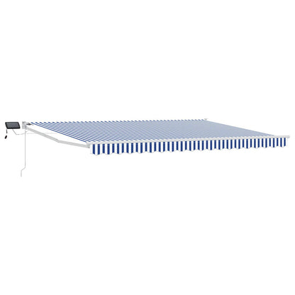 Handbediende luifel met LED's Blauw en Wit 4,5 × 3 m