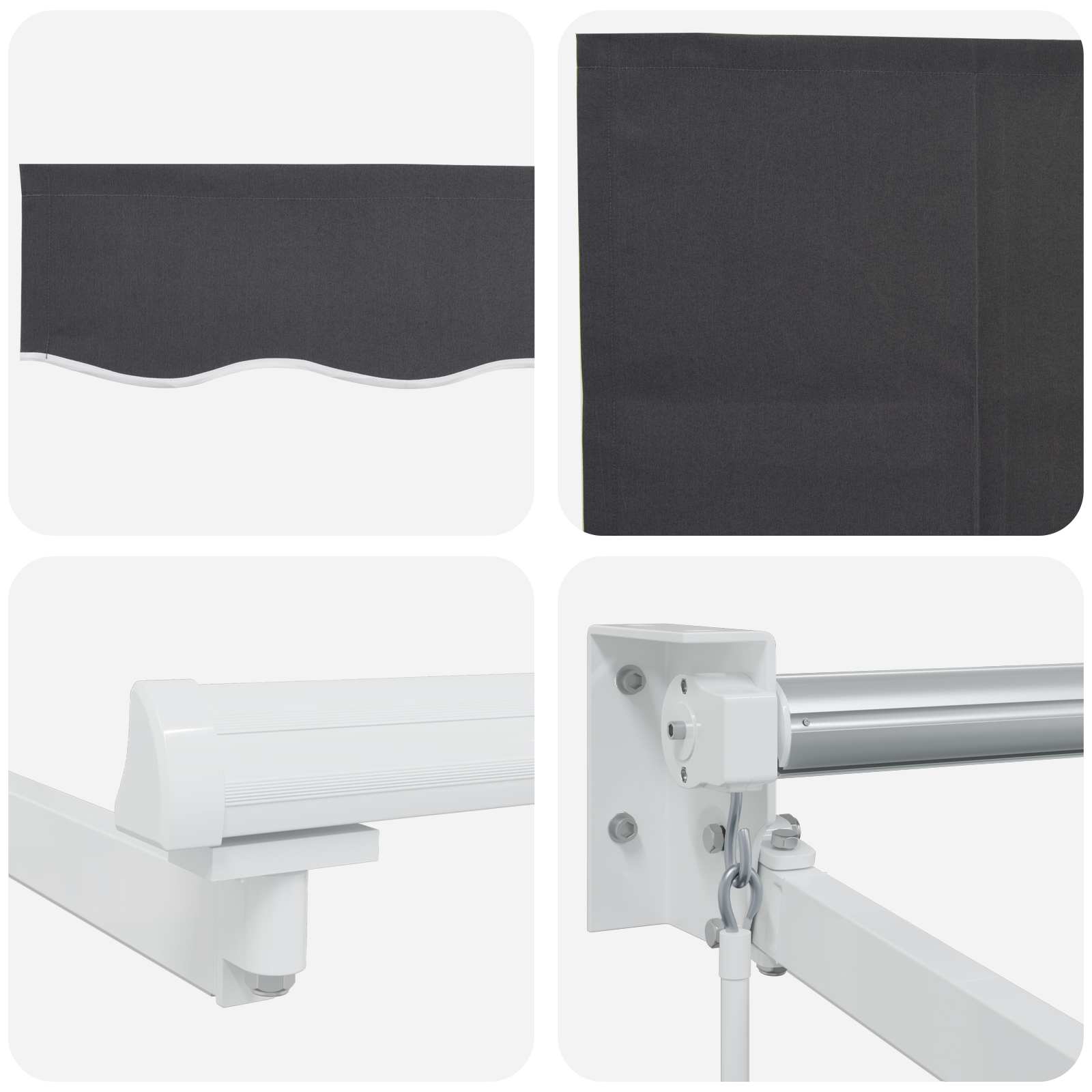 Handbediende luifel met LED's Antraciet 4,5 × 3 m