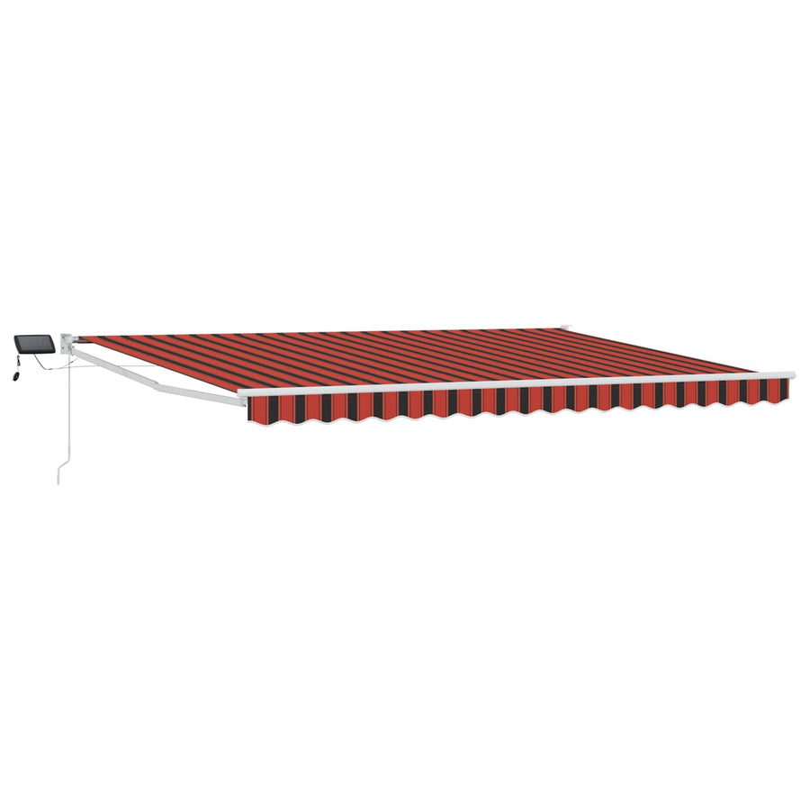 Handbediende luifel met LED's Oranje en Bruin 4,5 × 3 m