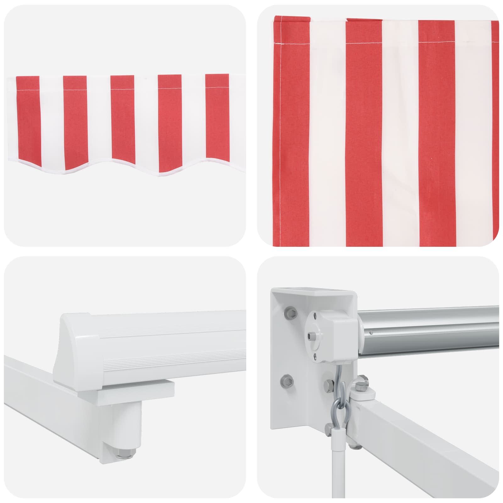 Handbediende luifel met LED's Rood en Wit 4,5 × 3 m