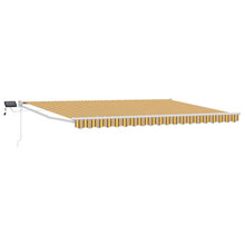 Handbediende luifel met LED's Geel en Grijs 4,5 × 3 m