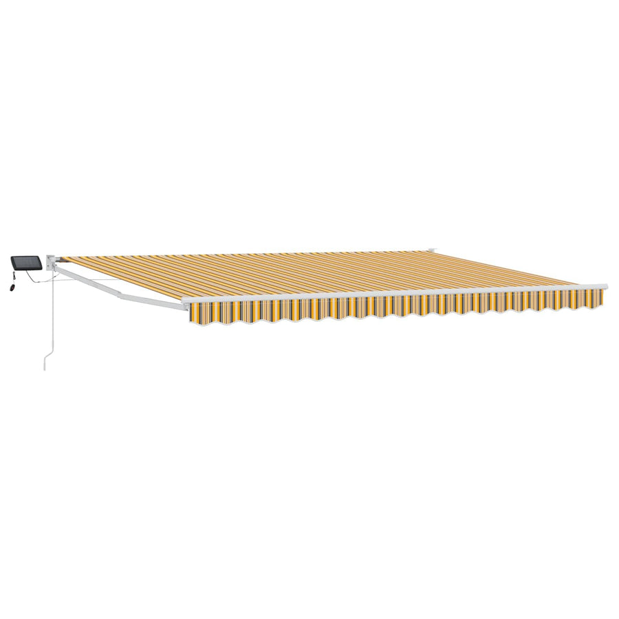 Handbediende luifel met LED's Geel en Grijs 4,5 × 3 m