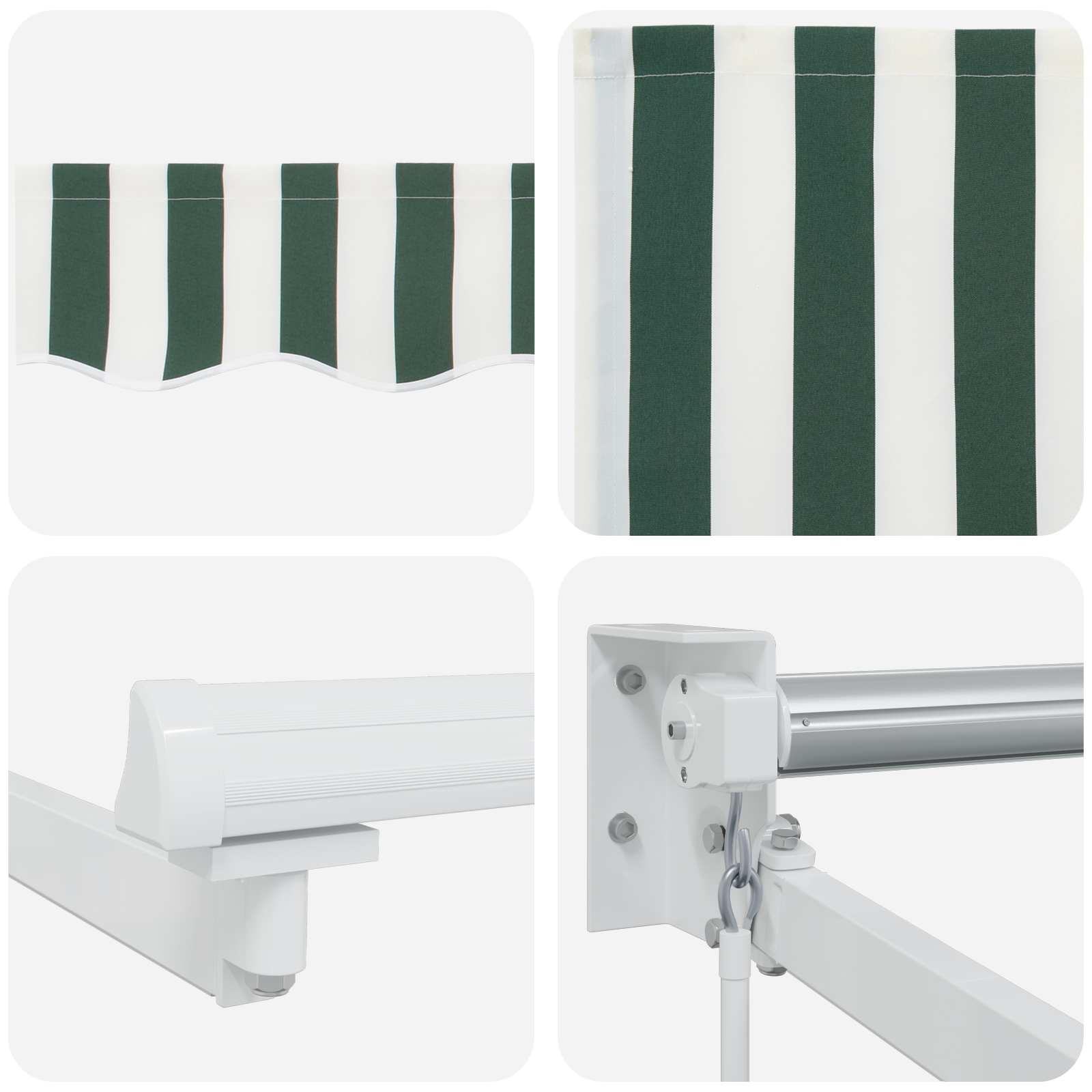 Handbediende luifel met LED's Groen en Wit 5 x 3 m