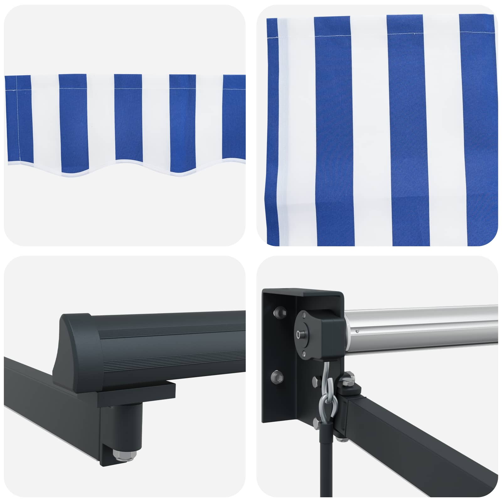 Handbediende luifel met LED's Blauw en Wit 2,5 x 2 m