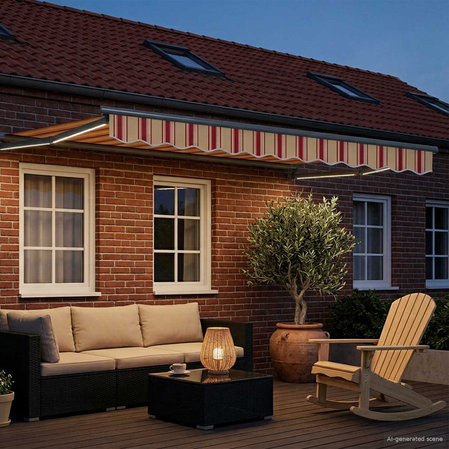 Handbediende luifel met LED's Multikleur 2,5 x 2 m
