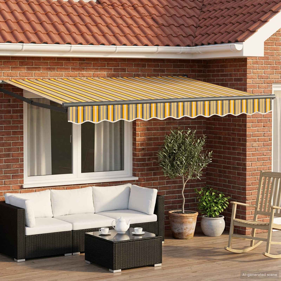 Handbediende luifel met LED's Geel, Grijs, Anthraciet 2,5 x 2 m