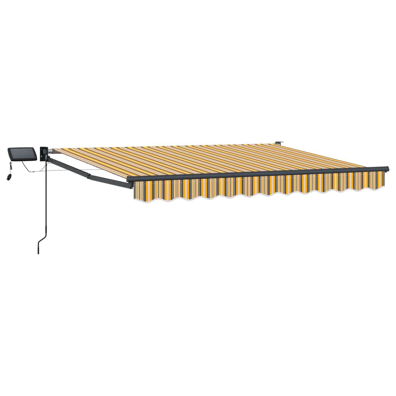 Handbediende luifel met LED's Geel, Grijs, Anthraciet 2,5 x 2 m