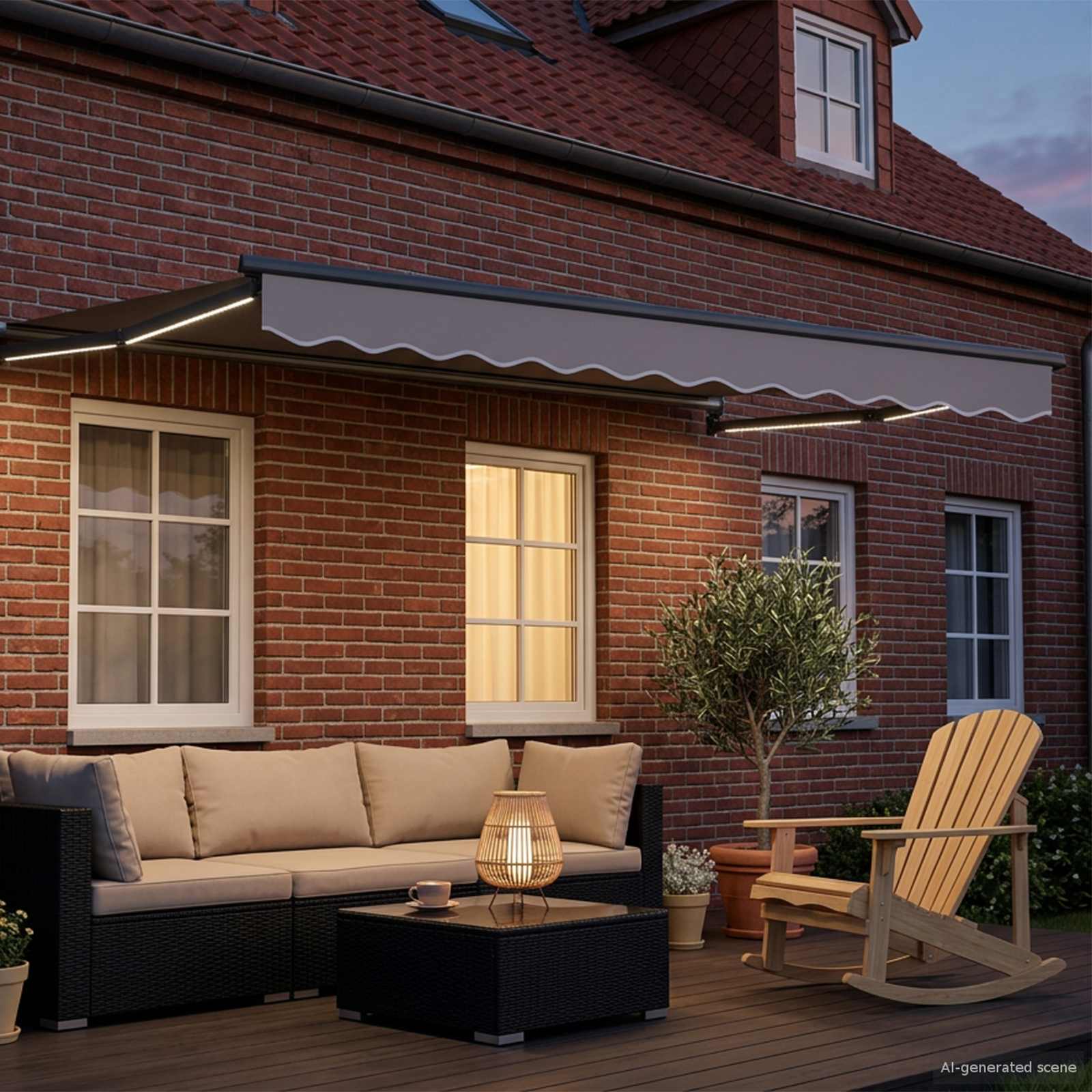 Handbediende luifel met LED's 2,5 x 2 m