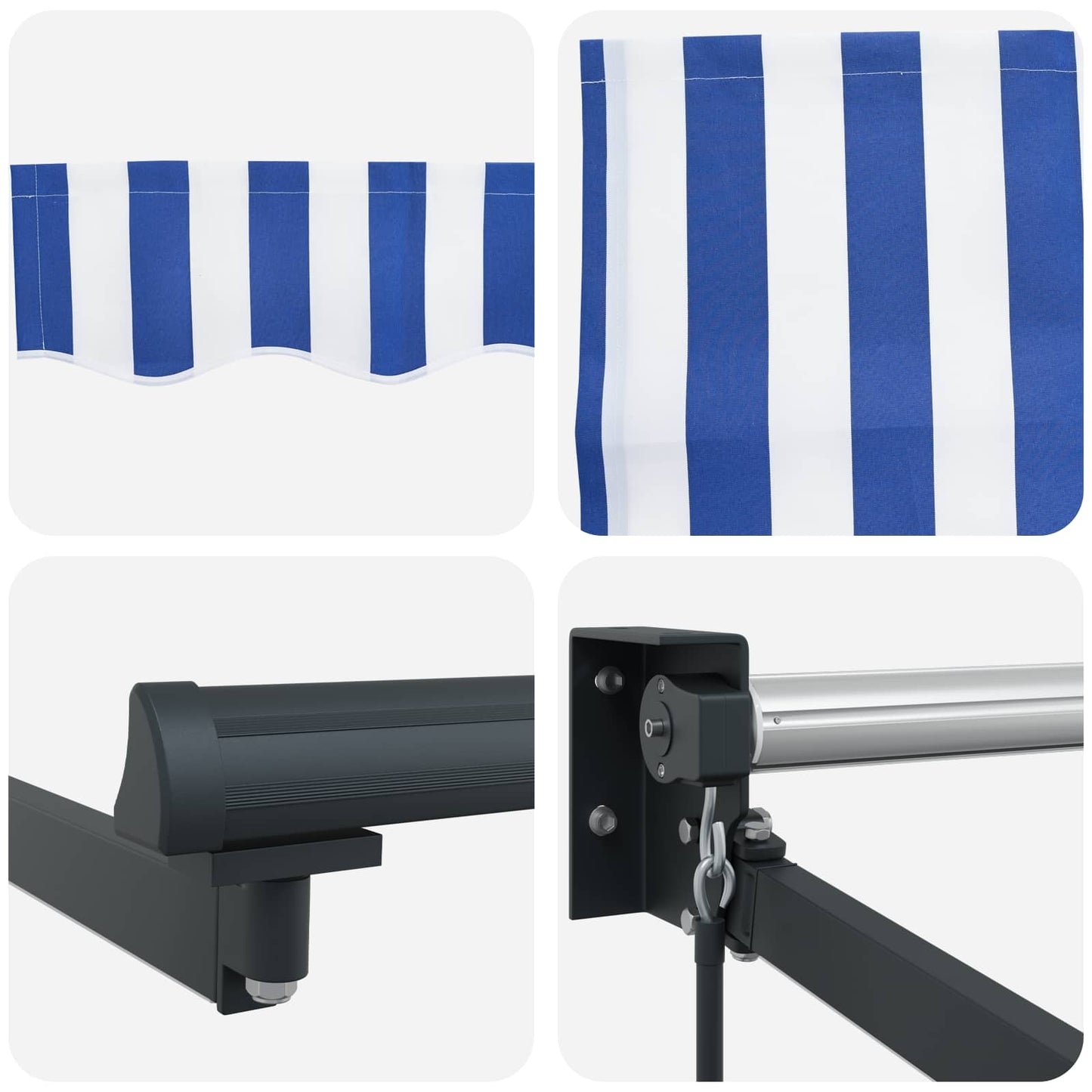 Handbediende luifel met LED's Blauw en Wit 3,5 x 2 m