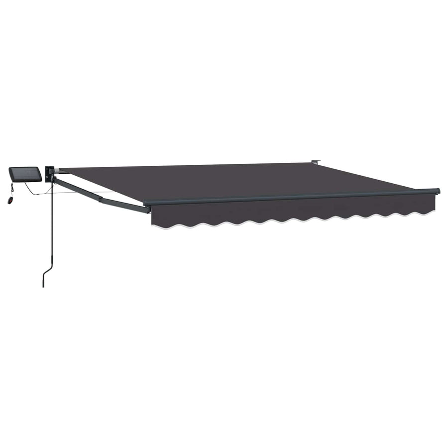 Handbediende luifel met LED's Antraciet 3,5 x 2 m