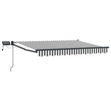Handbediende luifel met LED's Antraciet en Wit 3,5 x 2 m