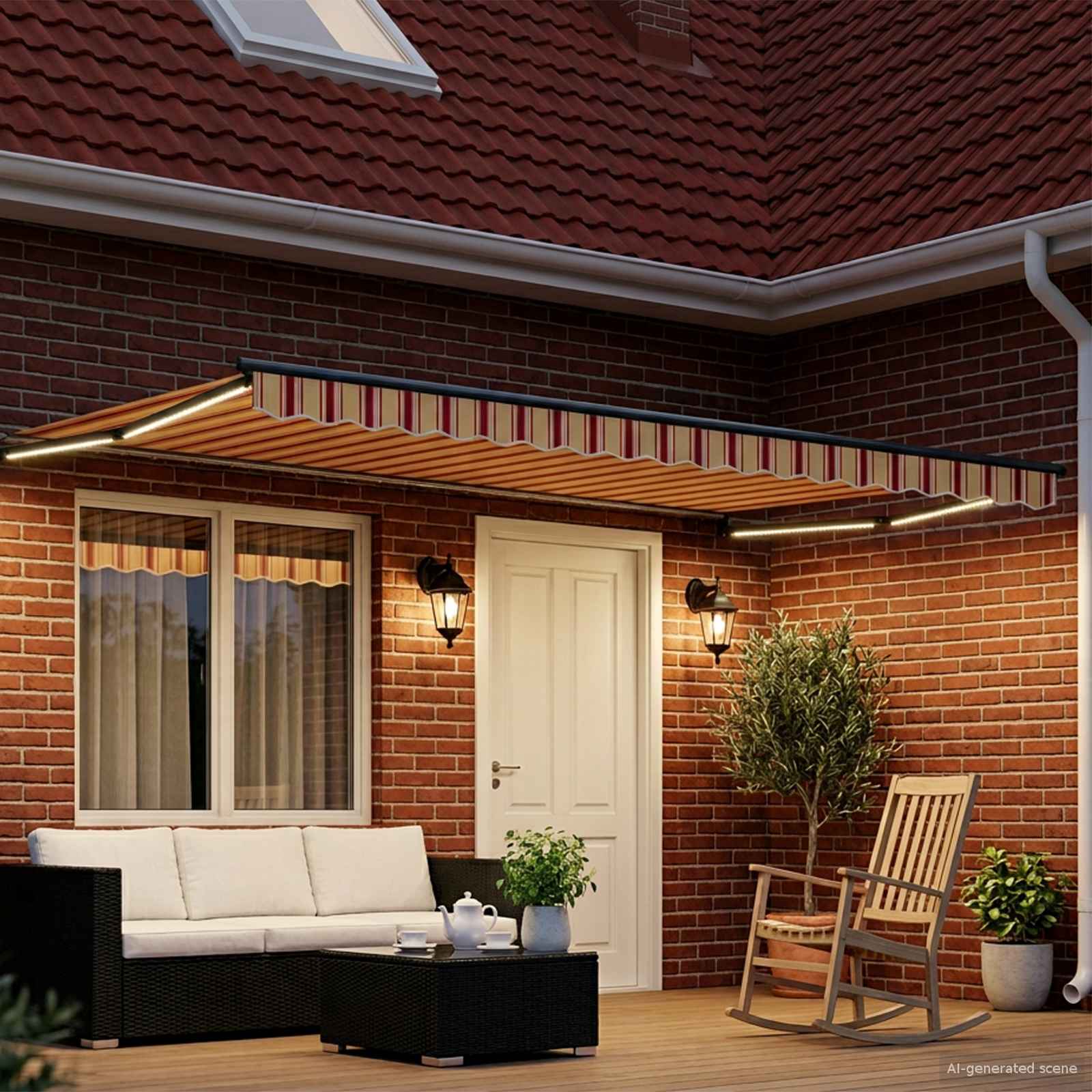 Handbediende luifel met LED's Multikleur 4 x 2 m