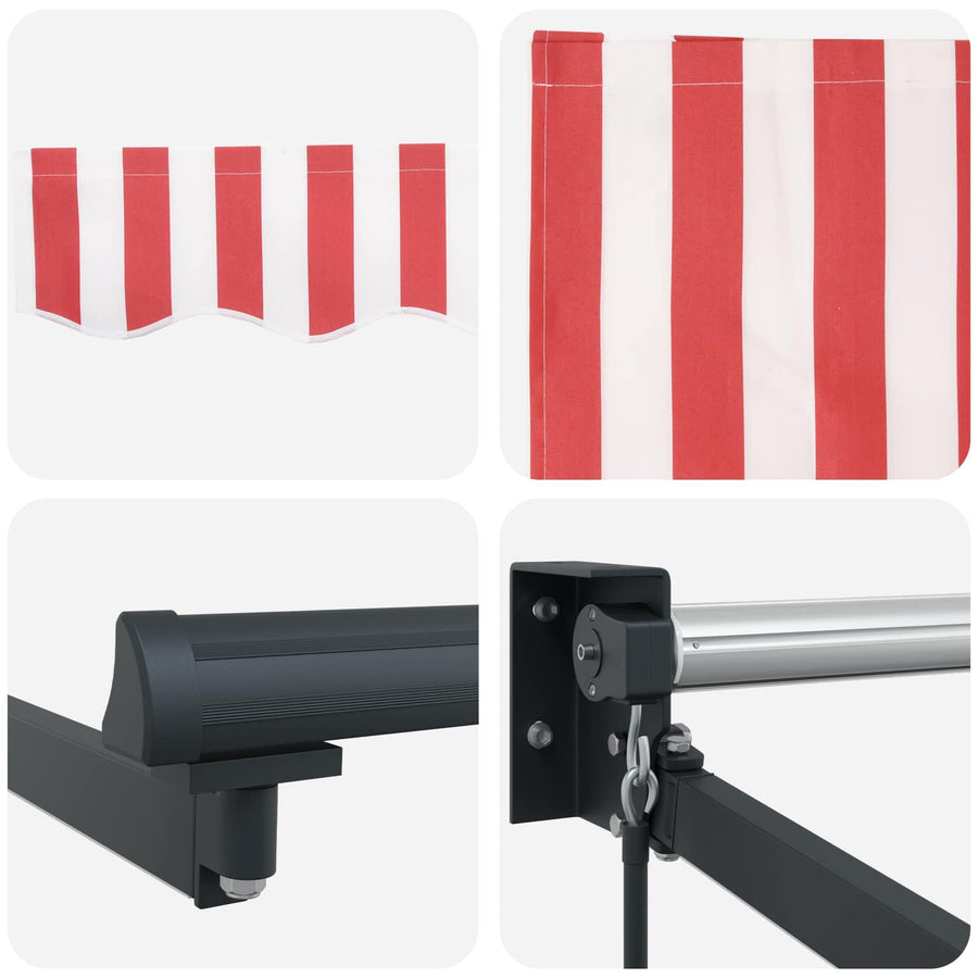 Handbediende luifel met LED's Rood en Wit 3 x 2,5 m