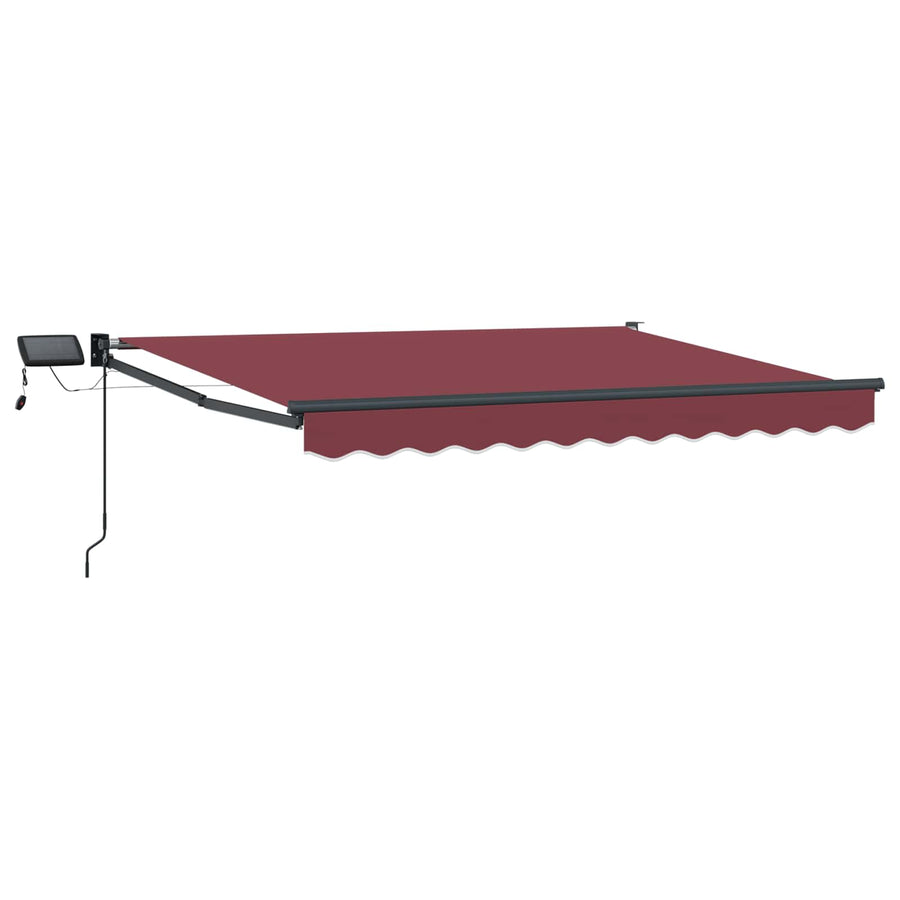 Handbediende luifel met LED's Bordeaux Rood 3,5 x 2,5 m