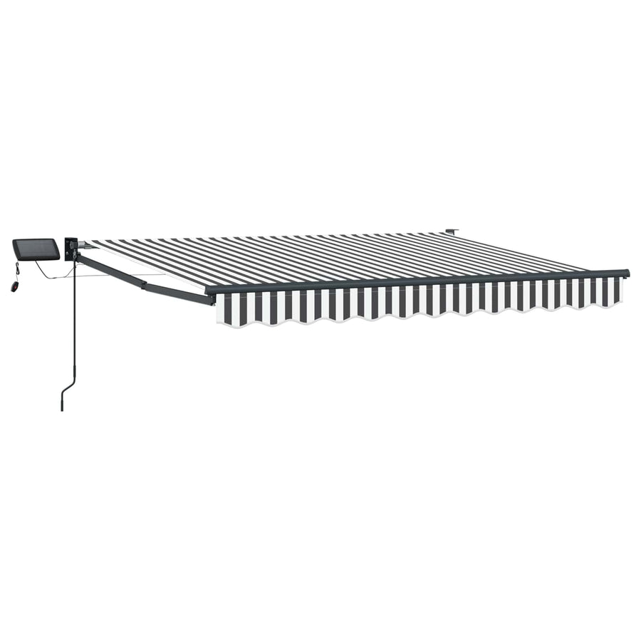 Handbediende luifel met LED's Antraciet en Wit 3,5 x 2,5 m